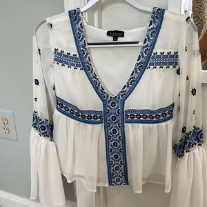 Topshop Blue and White Blouse